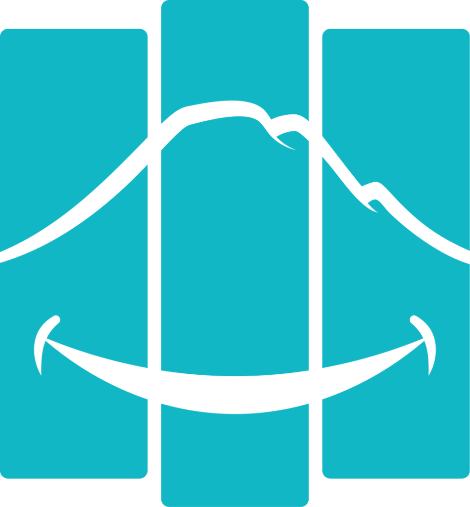 Logo for Greater Northwest Orthodontics with turquoise mountain and clear smile in center